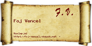 Foj Vencel névjegykártya